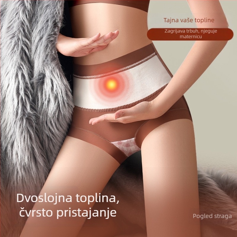 Ženske termo gaćice visokog struka, dvostruki sloj toplinske izolacije, Mulberry svila u kroju i najlonski džakard materijal