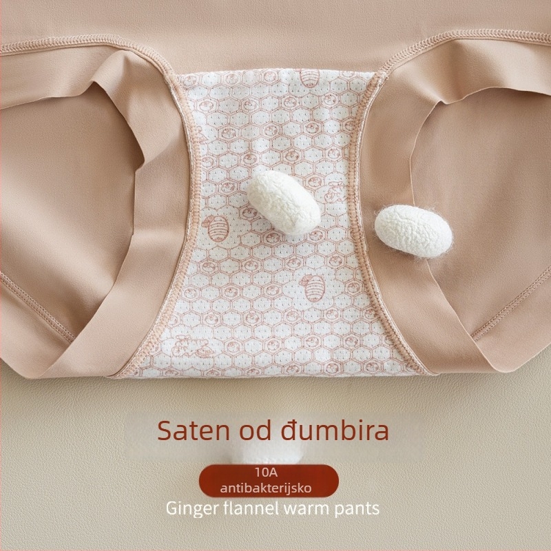 Ženske termo gaćice visokog struka, dvostruki sloj toplinske izolacije, Mulberry svila u kroju i najlonski džakard materijal