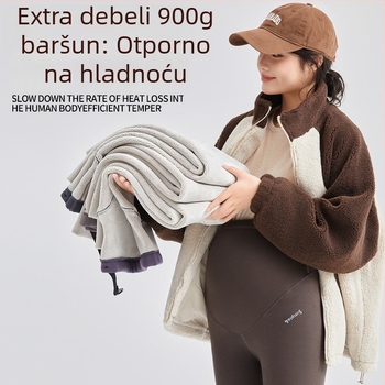 Trudničke legice s flis podstavom, iznimno debele, mješavina nylon-spandeksa, podrška trbuhu, pune dužine, tijesan kroj