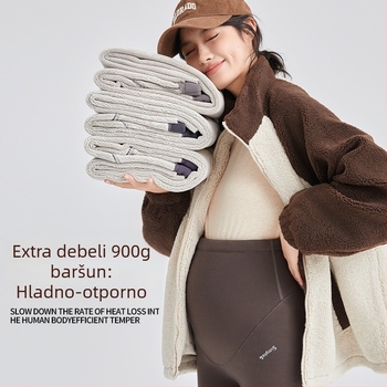 Trudničke legice s flis podstavom, iznimno debele, mješavina nylon-spandeksa, podrška trbuhu, pune dužine, tijesan kroj