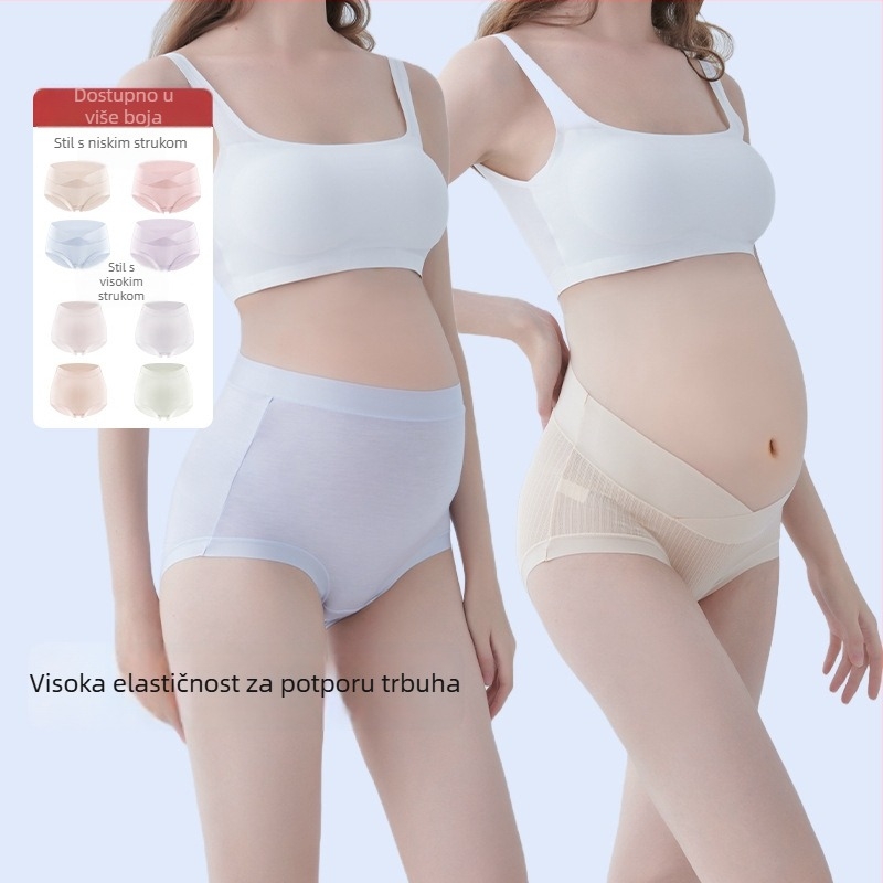 Trudničke gaćice od modalnog materijala, s pamukom između prepona, podrška trbuhu, niski struk