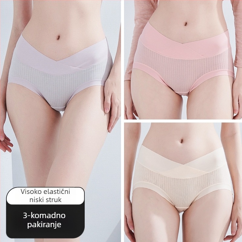 Trudničke gaćice od modalnog materijala, s pamukom između prepona, podrška trbuhu, niski struk