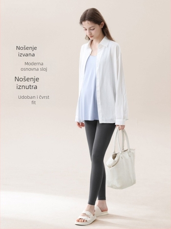 Trudničke legice s visokim strukom i podrškom za trbuh, uski kroj, 90-95% poliester, do 30% elastana, pogodno za jesen i zimu