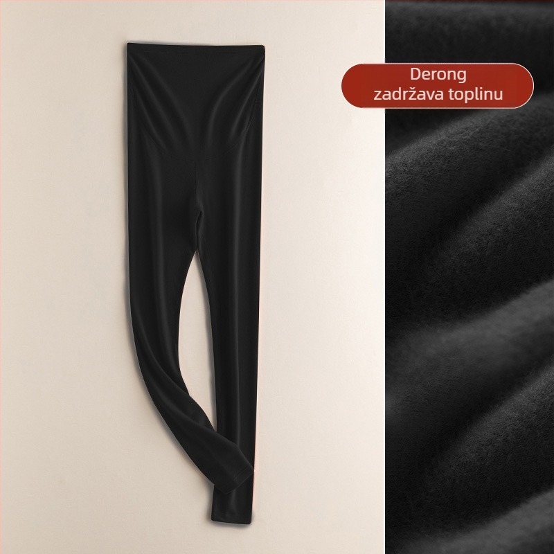 Trudničke legice s visokim strukom i podrškom za trbuh, uski kroj, 90-95% poliester, do 30% elastana, pogodno za jesen i zimu