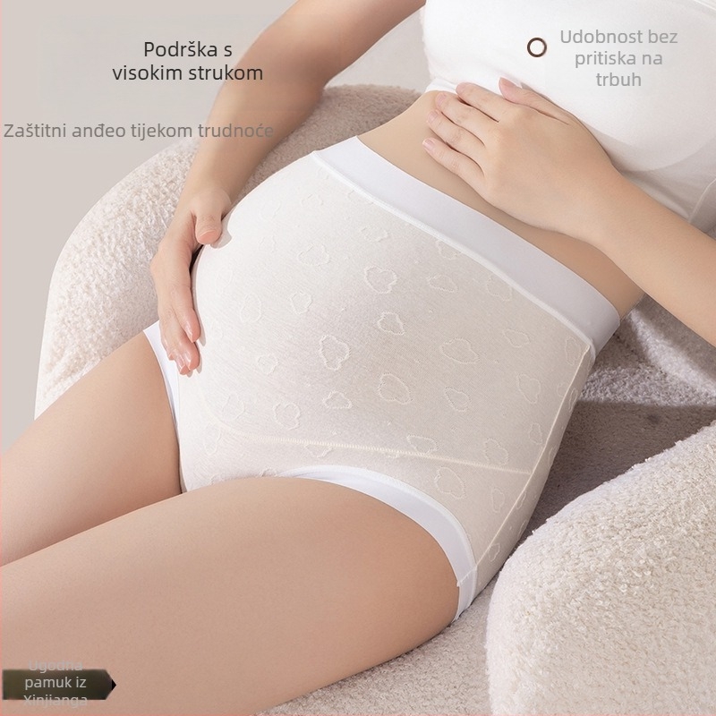 Trudničko donje rublje od pamuka jacquard, visok pojas, podrška za trbuh, 100% pamuk u preponama, za sve sezone
