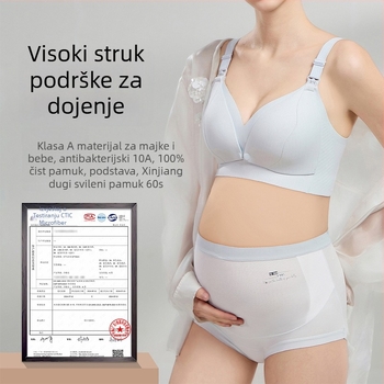 Donje rublje za trudnice, visok struk, podrška za trbuh, pamuk 80–90%, podstava prepona 95–100% pamuka