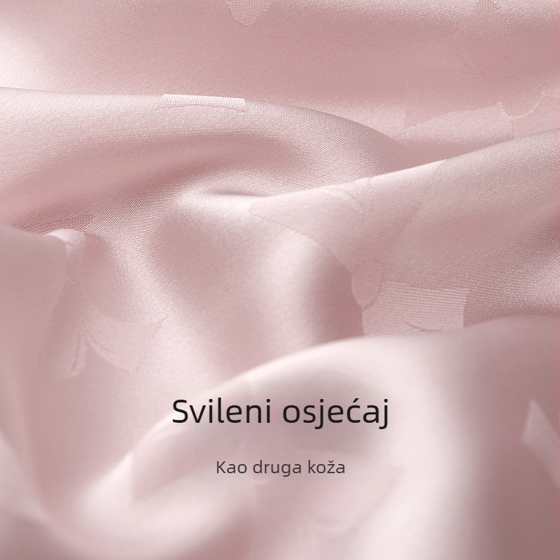 Ženski pidžama set od imitacije svile, dugi rukavi, dvodijelni set, poliester