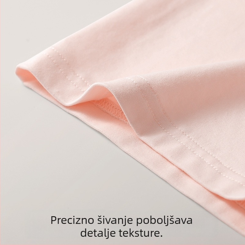 Lyocell ženski dvodijelni set za kućno nošenje – antibakterijski, prozračan, mekan; top s okruglim izrezom, rukavi 3/4, šorc