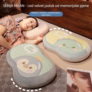 Jastuk za vrat od memorijskog pamuka s Ice Silk navlakom, ovalnog oblika, marka Initial Floc, težina ispod 1 kg