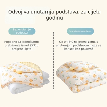 Dječja zagrljajuća deka od 100% pamuka, punjenje od poliesterskih vlakana, uzorak životinja/crtani, pogodna za dojenčad i malu djecu