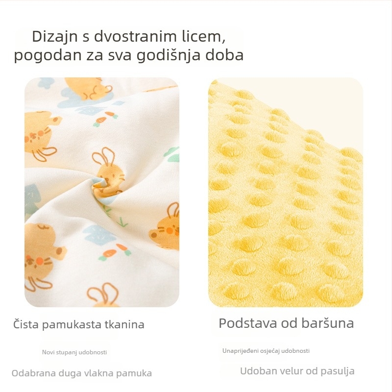 Dječja zagrljajuća deka od 100% pamuka, punjenje od poliesterskih vlakana, uzorak životinja/crtani, pogodna za dojenčad i malu djecu