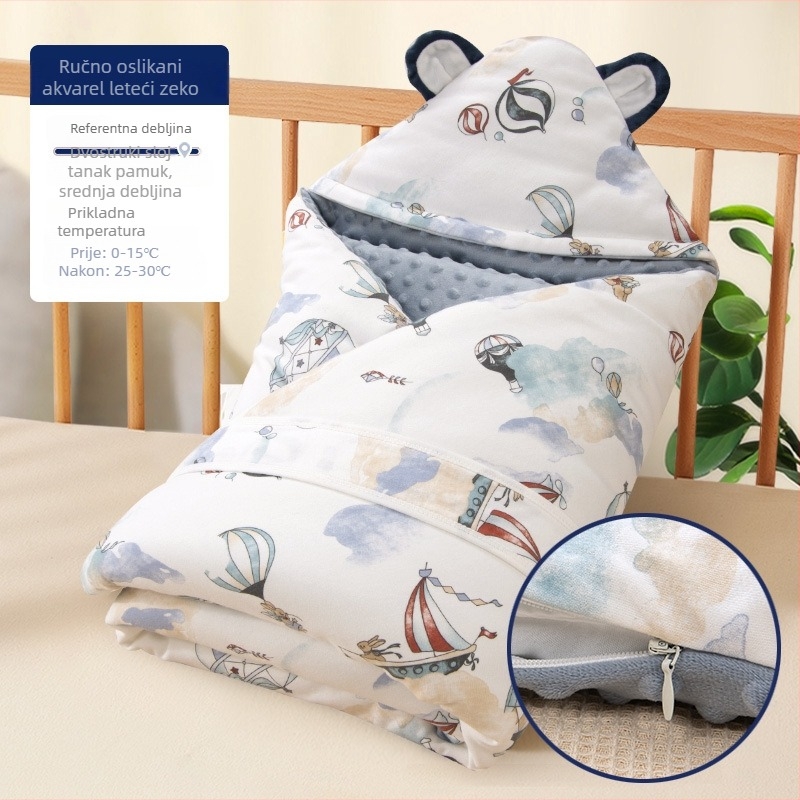 Dječja zagrljajuća deka od 100% pamuka, punjenje od poliesterskih vlakana, uzorak životinja/crtani, pogodna za dojenčad i malu djecu