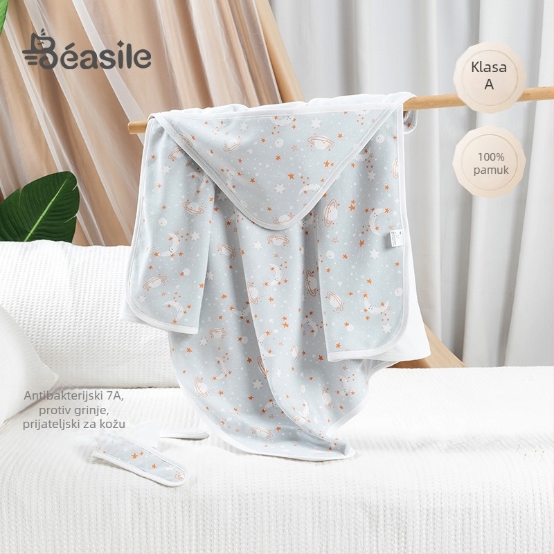 Dječja zavezna deka od čiste pamuka, karikatura uzorak, sigurnosna razina A, za bebe i malu djecu (1–3 godine), pogodna za proljeće, jesen i zimu