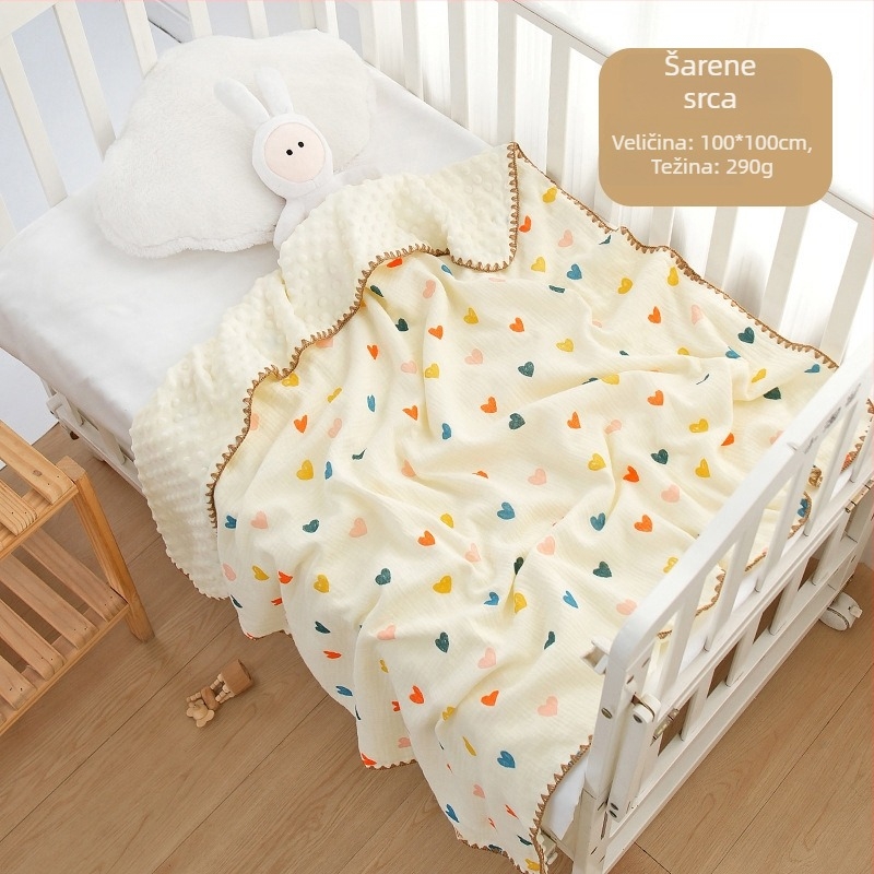 Dječja deka od 100% pamuka, 300–500 g, za novorođenčad do 6 godina, sve sezone, crtani stil.