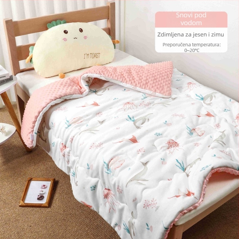 BeBi quilt s pletenom pamukom i poliesterskim punjenjem, crtani stil, proljeće i jesen, za djecu do 6 godina, težina 0,55–1,0 kg