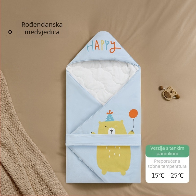 Zavinjača za novorođenče, 95% čista pamuk, punjenje kemijska vlakna, pogodna za proljeće, jesen i zimu, za novorođenčad 0–12 mjeseci