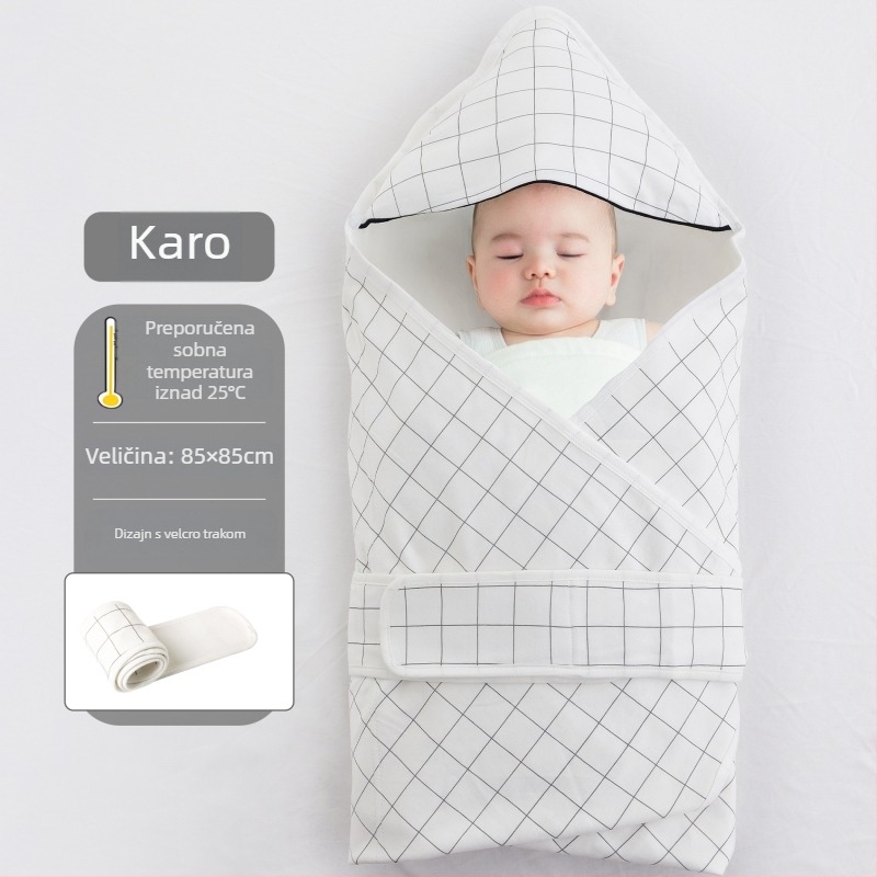 Bejbi swaddle od 100% pamuka, Klasa A, ljetni lagani uzorak s crtićem, bez punila