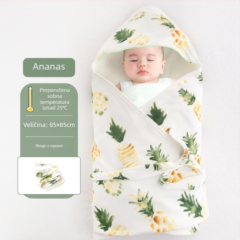 Bejbi swaddle od 100% pamuka, Klasa A, ljetni lagani uzorak s crtićem, bez punila