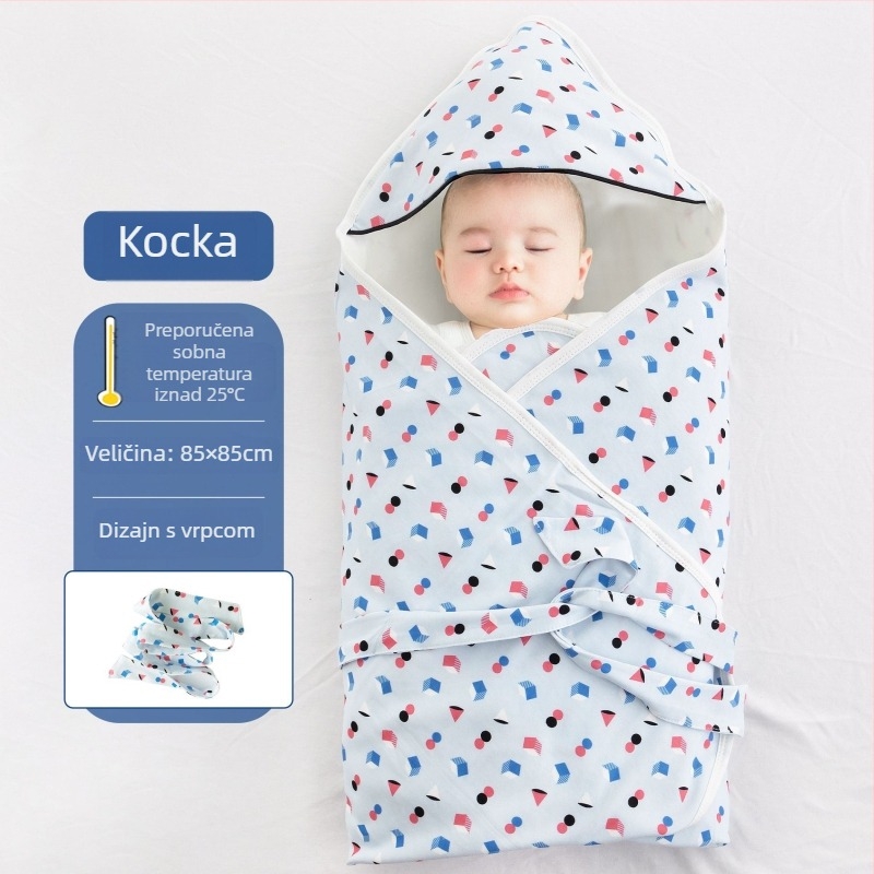 Bejbi swaddle od 100% pamuka, Klasa A, ljetni lagani uzorak s crtićem, bez punila
