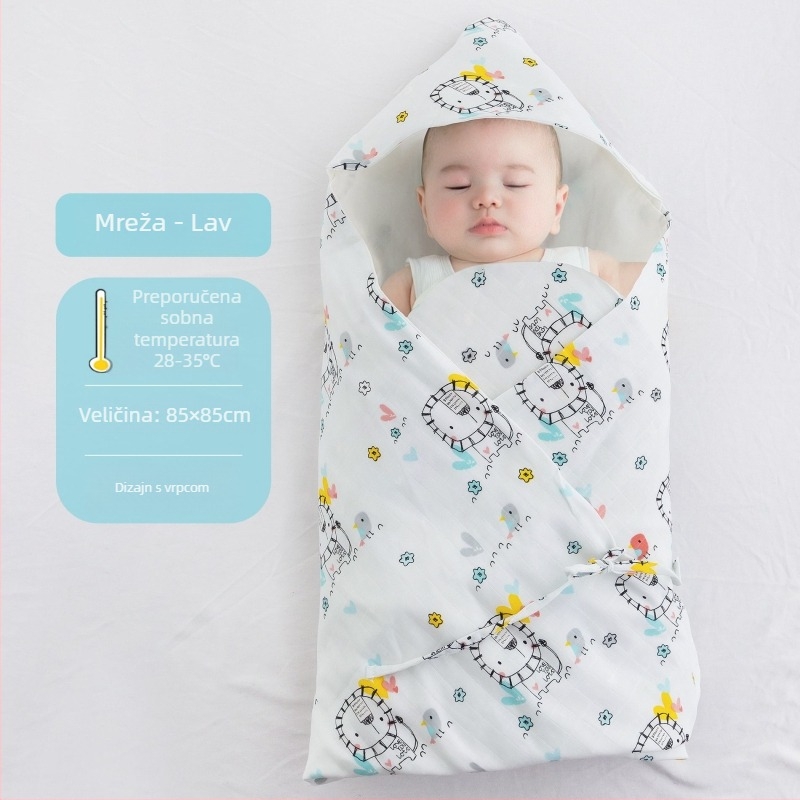 Bejbi swaddle od 100% pamuka, Klasa A, ljetni lagani uzorak s crtićem, bez punila