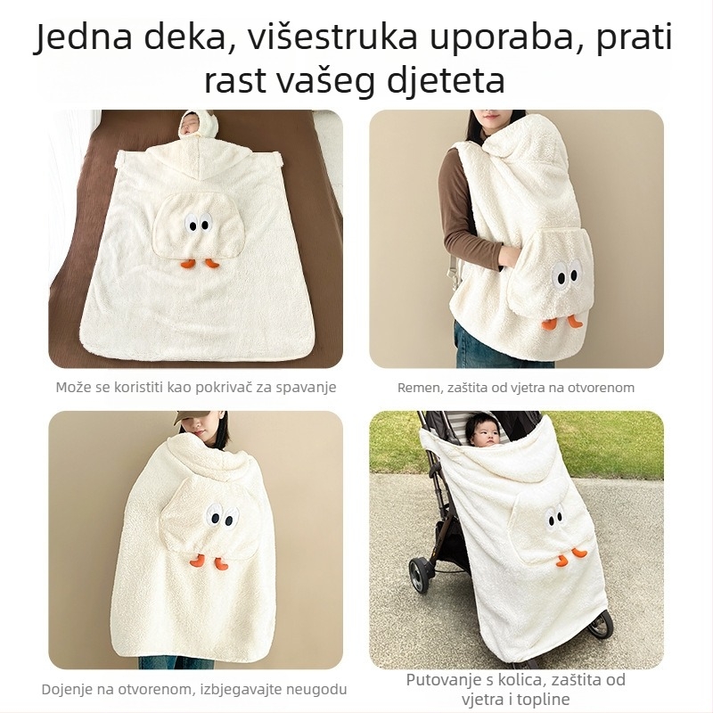 Deka za kolica za bebe – poliester, jesen-zima, za novorođenčad, otporna na vjetar, crtani dizajn