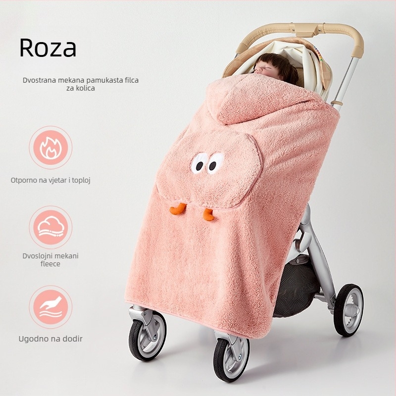 Deka za kolica za bebe – poliester, jesen-zima, za novorođenčad, otporna na vjetar, crtani dizajn