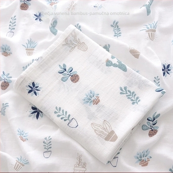 Muslin wrap od bambus-pamuk materijala, Cartoon uzorak, ljetni lagani swaddle za dojenčad i djecu do 3 godine