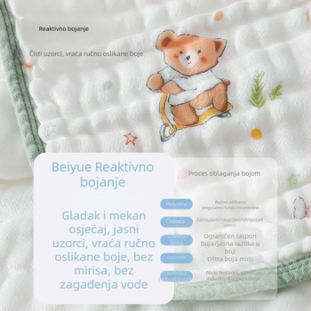 Bebin kupaći ručnik od bambus-pamučne tkanine, 50 komada, 6-slojna rubna gaz, omot za novorođenče, uzorak životinja