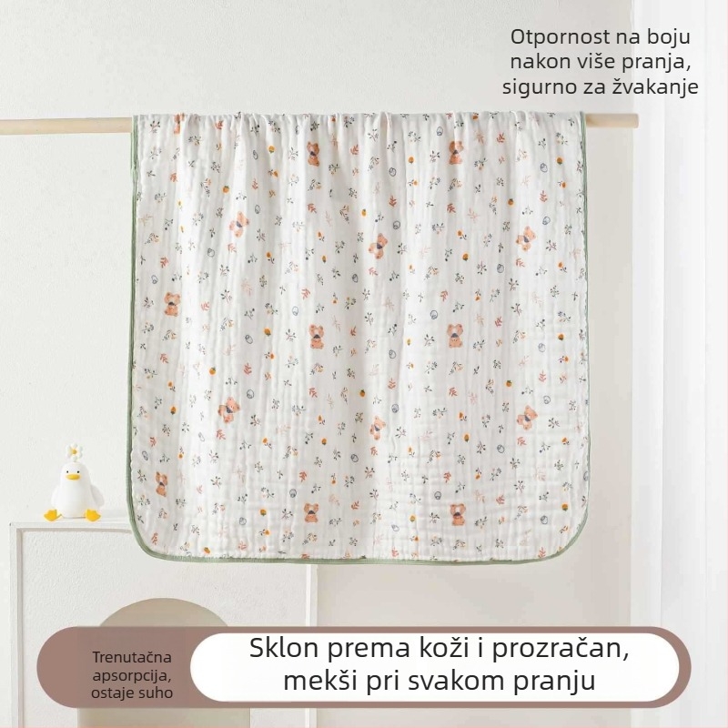 Bebin kupaći ručnik od bambus-pamučne tkanine, 50 komada, 6-slojna rubna gaz, omot za novorođenče, uzorak životinja