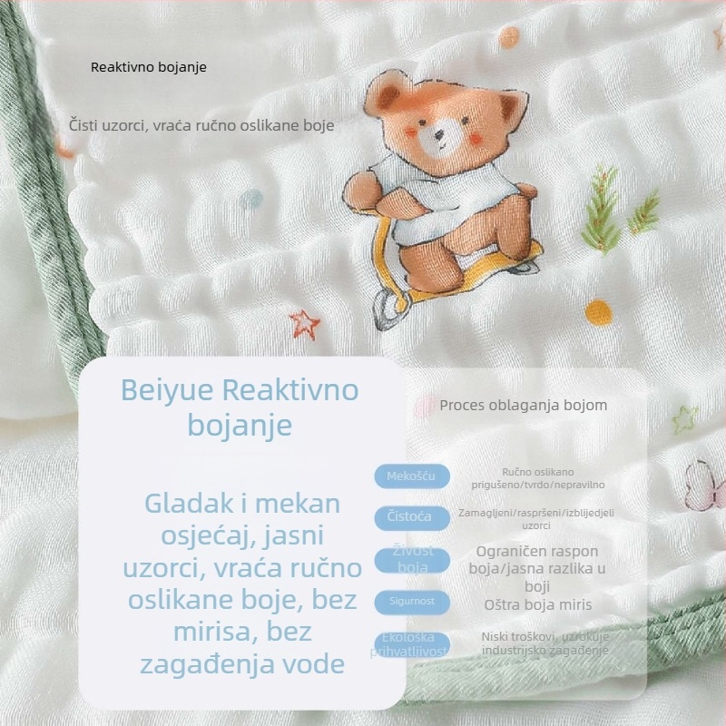 Bebin kupaći ručnik od bambus-pamučne tkanine, 50 komada, 6-slojna rubna gaz, omot za novorođenče, uzorak životinja