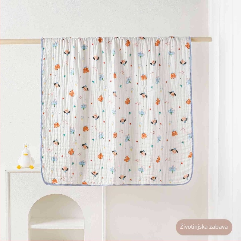 Bebin kupaći ručnik od bambus-pamučne tkanine, 50 komada, 6-slojna rubna gaz, omot za novorođenče, uzorak životinja