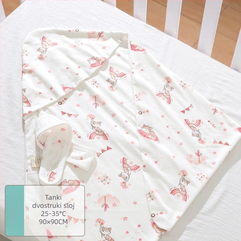 Dječji pled za novorođenče, sve sezone, debeli pled za jesen i zimu, tkanina 95% pamuk, punilo poliester-pamuk, uzorak životinja, za dob 0–12 mjeseci