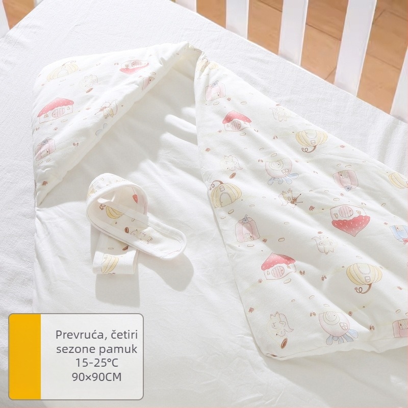 Dječji pled za novorođenče, sve sezone, debeli pled za jesen i zimu, tkanina 95% pamuk, punilo poliester-pamuk, uzorak životinja, za dob 0–12 mjeseci