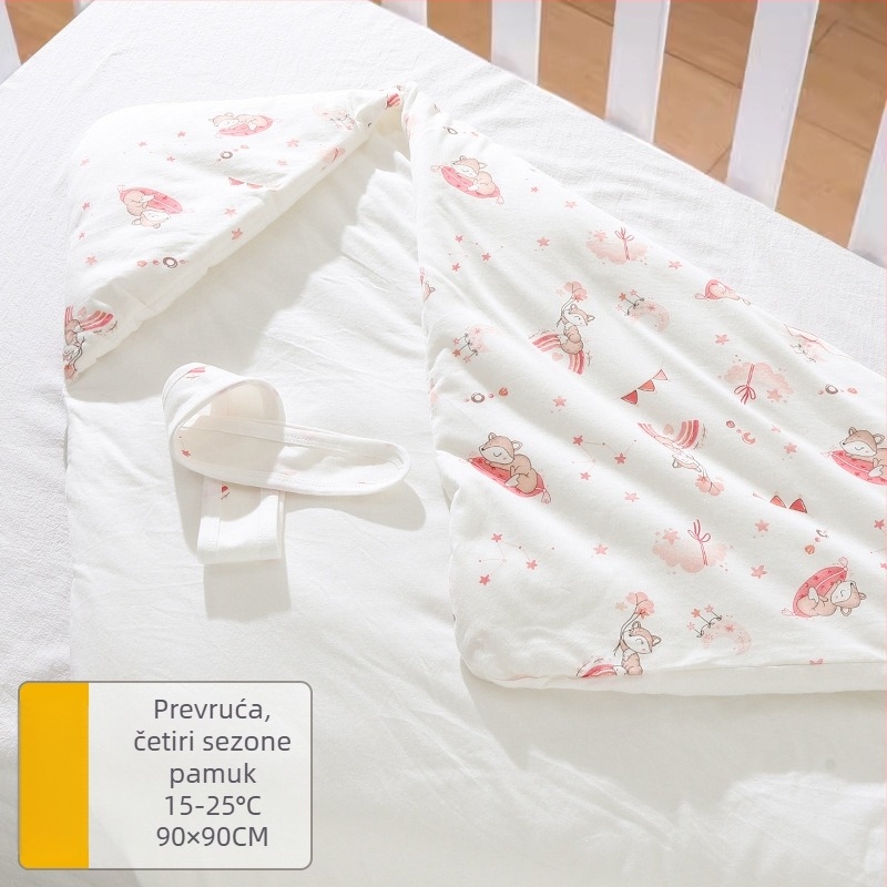 Dječji pled za novorođenče, sve sezone, debeli pled za jesen i zimu, tkanina 95% pamuk, punilo poliester-pamuk, uzorak životinja, za dob 0–12 mjeseci