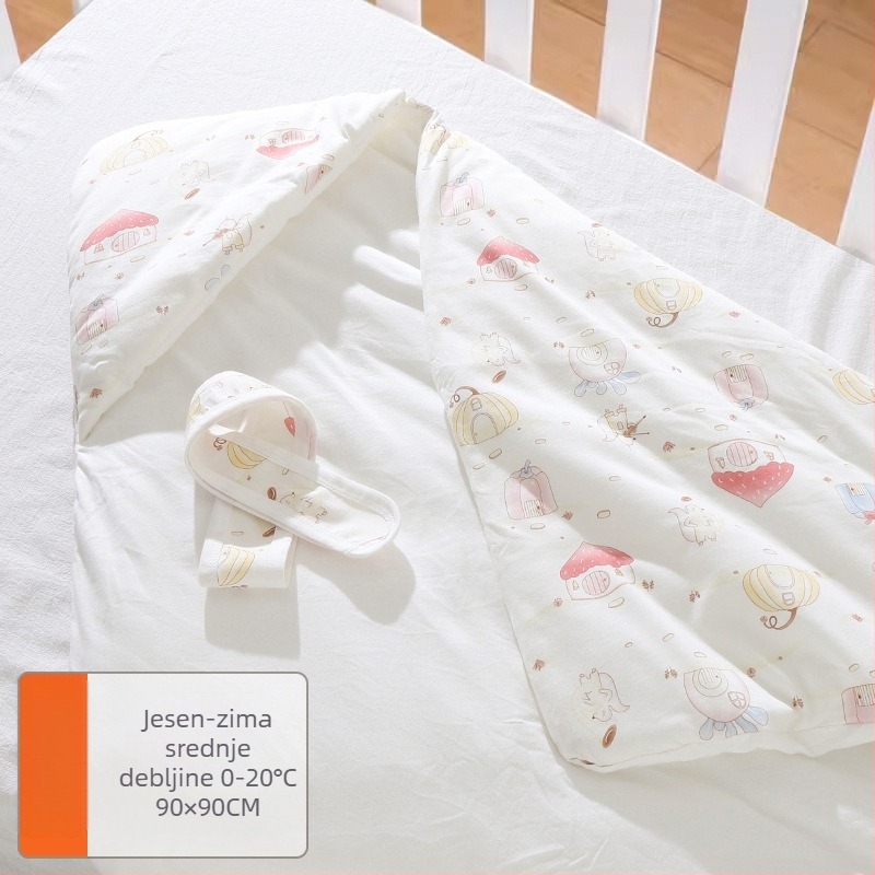 Dječji pled za novorođenče, sve sezone, debeli pled za jesen i zimu, tkanina 95% pamuk, punilo poliester-pamuk, uzorak životinja, za dob 0–12 mjeseci