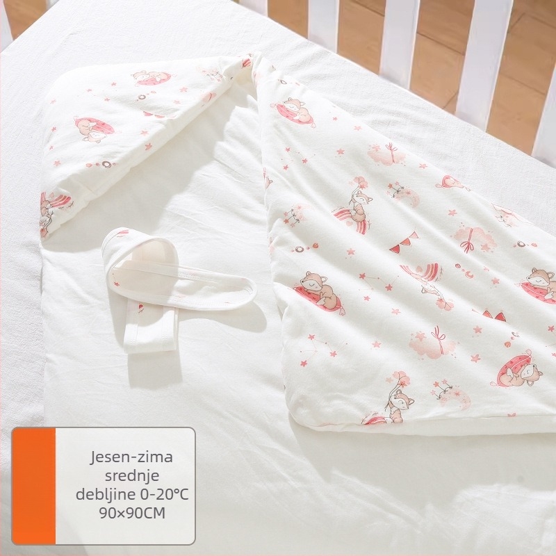 Dječji pled za novorođenče, sve sezone, debeli pled za jesen i zimu, tkanina 95% pamuk, punilo poliester-pamuk, uzorak životinja, za dob 0–12 mjeseci