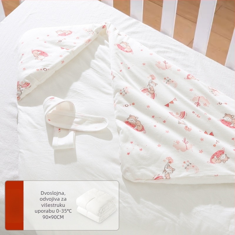 Dječji pled za novorođenče, sve sezone, debeli pled za jesen i zimu, tkanina 95% pamuk, punilo poliester-pamuk, uzorak životinja, za dob 0–12 mjeseci