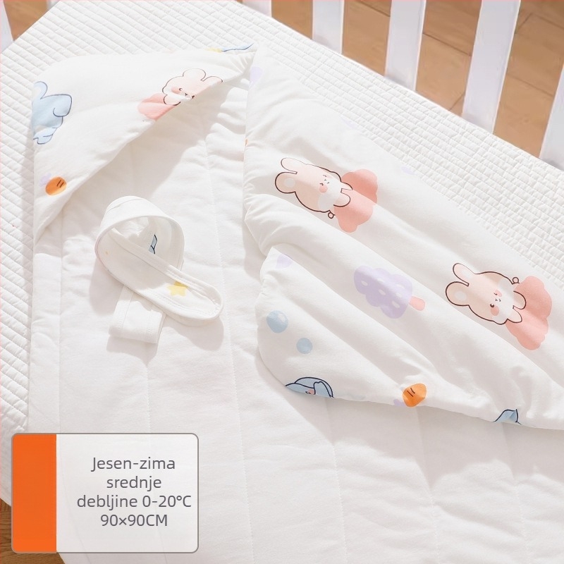Dječji pled za novorođenče, sve sezone, debeli pled za jesen i zimu, tkanina 95% pamuk, punilo poliester-pamuk, uzorak životinja, za dob 0–12 mjeseci