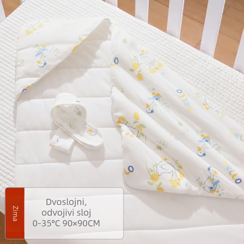 Dječji pled za novorođenče, sve sezone, debeli pled za jesen i zimu, tkanina 95% pamuk, punilo poliester-pamuk, uzorak životinja, za dob 0–12 mjeseci