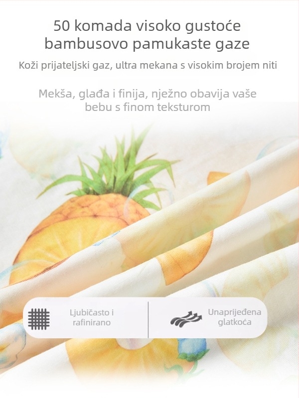 Dječja swaddle deka od bambusovih vlakana - cartoon uzorak, ljeto, za dojenčad i malu djecu