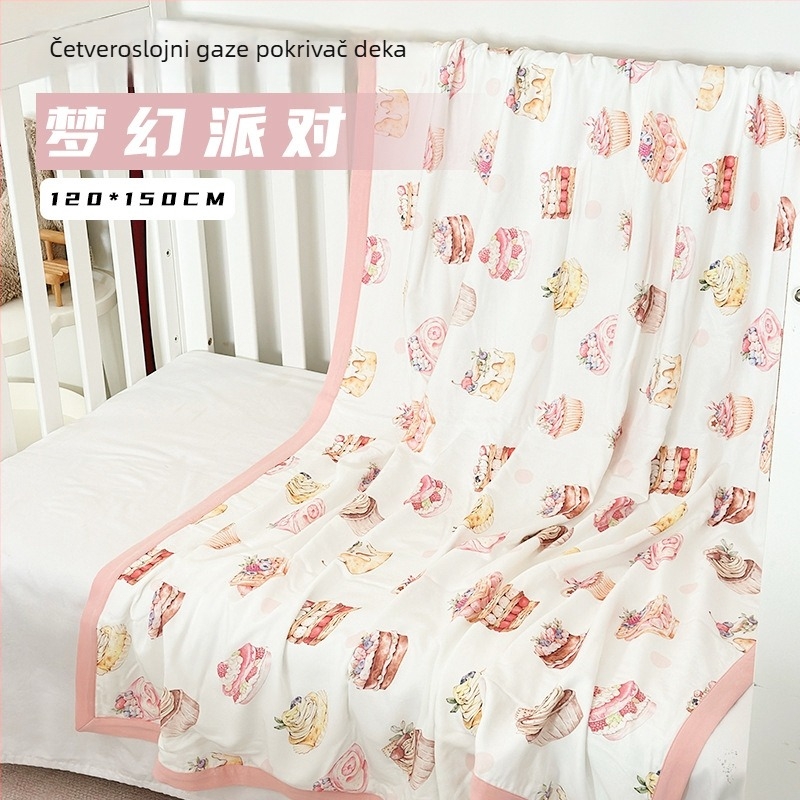 Dječja swaddle deka od bambusovih vlakana - cartoon uzorak, ljeto, za dojenčad i malu djecu