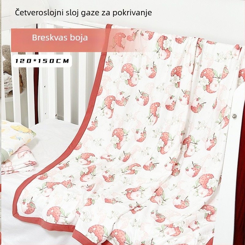 Dječja swaddle deka od bambusovih vlakana - cartoon uzorak, ljeto, za dojenčad i malu djecu