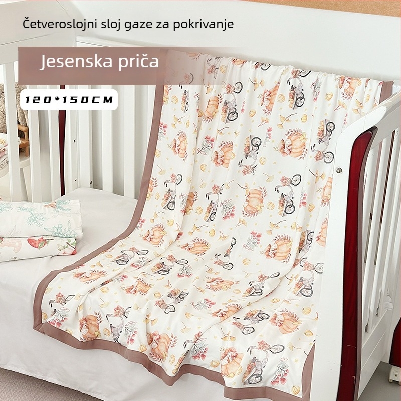 Dječja swaddle deka od bambusovih vlakana - cartoon uzorak, ljeto, za dojenčad i malu djecu
