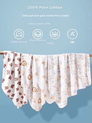 Banjwell Dekica za novorođenčad — 100% pamuk, lagana, za sve sezone, za bebe i malu djecu