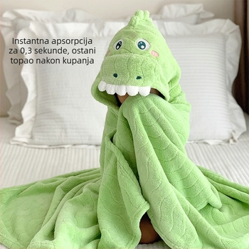 Mu Mu Bear Dječji ručnik za kupanje s kapuljačom od koralnog flisa, karikaturni uzorak, nosivi kapuljaški kaput za kupanje, za djecu 1–3 godine