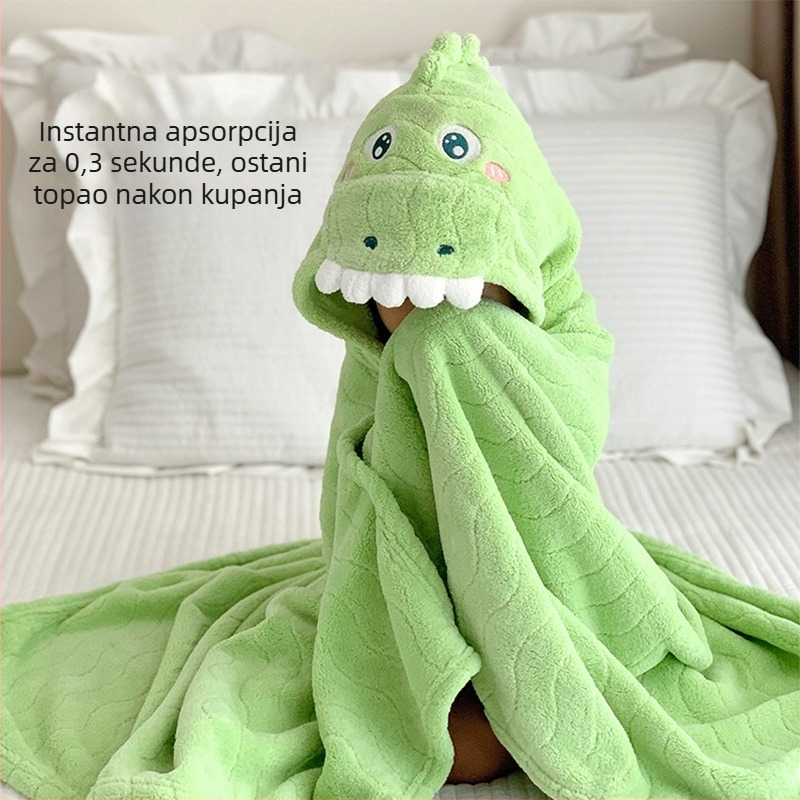 Mu Mu Bear Dječji ručnik za kupanje s kapuljačom od koralnog flisa, karikaturni uzorak, nosivi kapuljaški kaput za kupanje, za djecu 1–3 godine