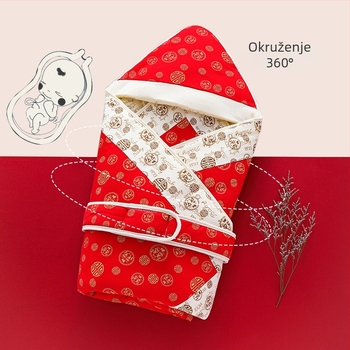 Zagrljajna deka za novorođenče – deka od čistog pamuka s punilom poliester-pamuk, jednobojni uzorak, pogodna za proljeće, jesen i zimu, za bebe od rođenja do 12 mjeseci