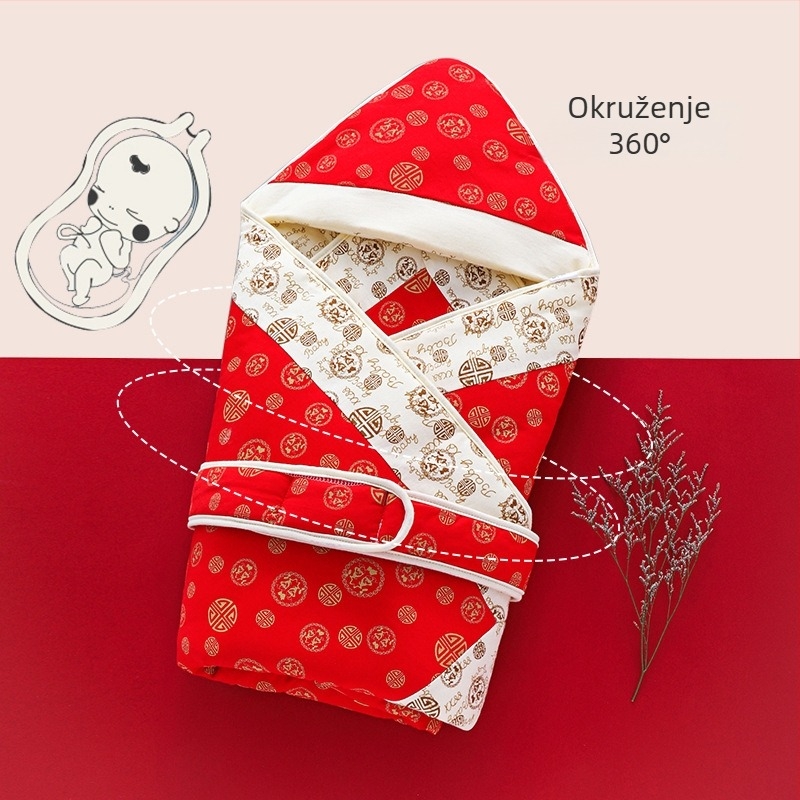 Zagrljajna deka za novorođenče – deka od čistog pamuka s punilom poliester-pamuk, jednobojni uzorak, pogodna za proljeće, jesen i zimu, za bebe od rođenja do 12 mjeseci