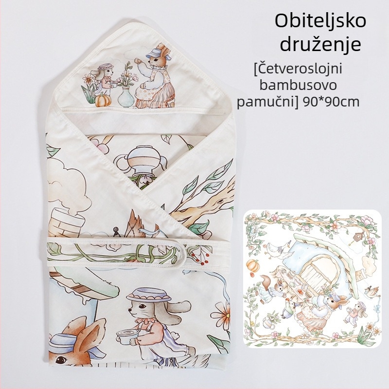 Zavivka za novorođenče od bambusovih vlakana, ljetna lagana verzija, do 0,5 kg, dizajn crtić