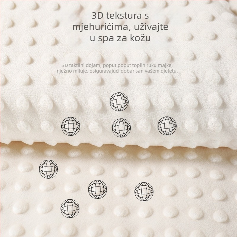 Dječja deka za novorođenčad | 500–800 g 100% pamuk | sve sezone | moderan minimalistički stil | 3D pliš velur umirujuća deka